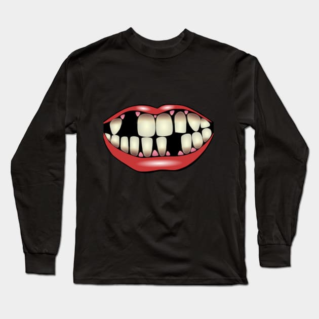 Lipstick Mouth With Missing Teeth Long Sleeve T-Shirt by Graffix